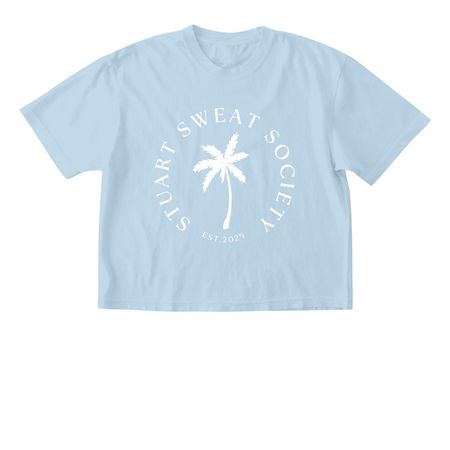 STUART SWEAT SOCIETY SIGNATURE CROP TEE, a Chambray Comfort Colors Boxy Tee