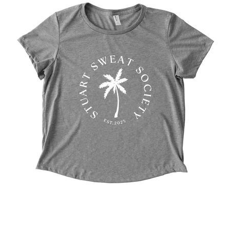 STUART SWEAT SOCIETY SIGNATURE CROP TEE, a Aluminum Grey Allmade Eco Triblend Women?s Scoop Neck Tee