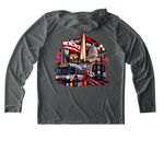 Gifted Apparel, a Dark Smoke Grey UV Performance Long Sleeve Hoodie (back-view)