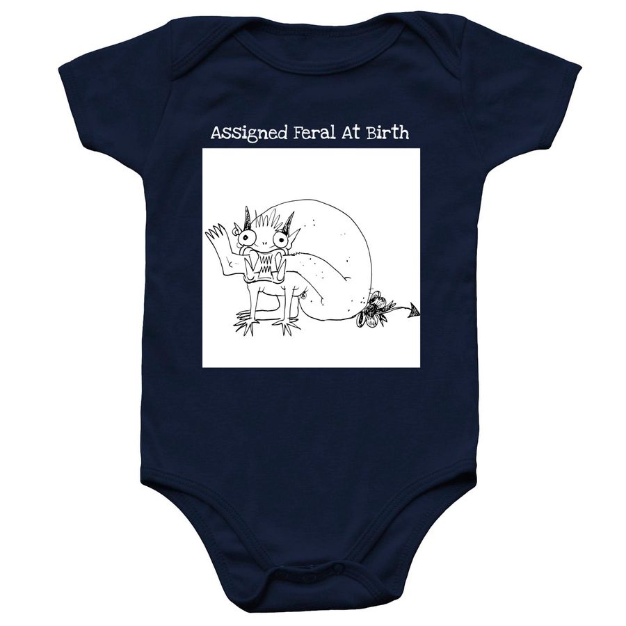 For My Feral Babies Baby's, a Navy Infant Onesie