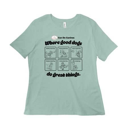 Where Good Dogs Do Great Things, a Dusty Blue Women?s Relaxed Cotton Tee