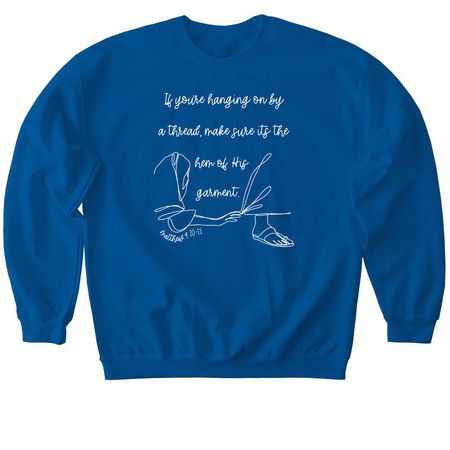 Hanging On By a Thread, a Royal Softstyle Crewneck Sweatshirt