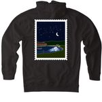 Postcard from Fredonia, a Black Heavyweight Pullover Hoodie (back-view)