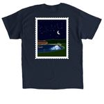 Postcard from Fredonia, a Navy Classic Unisex Tee (back-view)