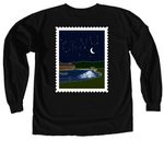 Postcard from Fredonia, a Black Comfort Colors Long Sleeve Tee (back-view)