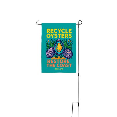 Recycle. Restore, a White 12" x 18" Yard Flag with Stake