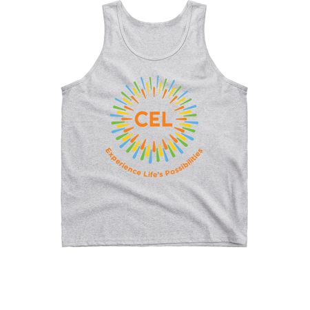 Colorful CEL Logo on White/Light Shirts, a Sport Grey Classic Unisex Tank Top