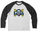 Wiffle Bowl Raglan Long Sleeve Tee, a Space Black/ Bright White Allmade Eco Triblend Colorblock Raglan Long Sleeve Tee