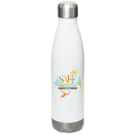 SAFE Gibbon - Watercolor Water Bottle, a White Stainless Steel Water Bottle