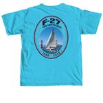 F-27 40th Anniversary Classic Apparel, a Lagoon Blue Comfort Colors Unisex Tee (back-view)