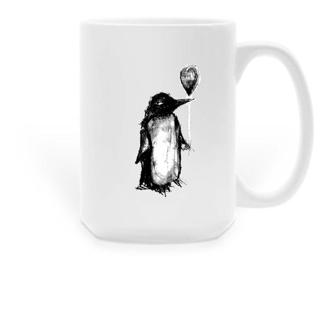 Penguin With Balloon Tim Ozman&nbsp;, a White Large Coffee Mug