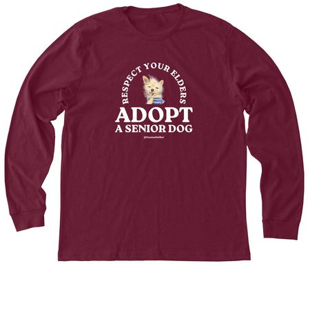 Respect Your Elders Adopt a Senior Dog, a Heather Cardinal Premium Long Sleeve Tee