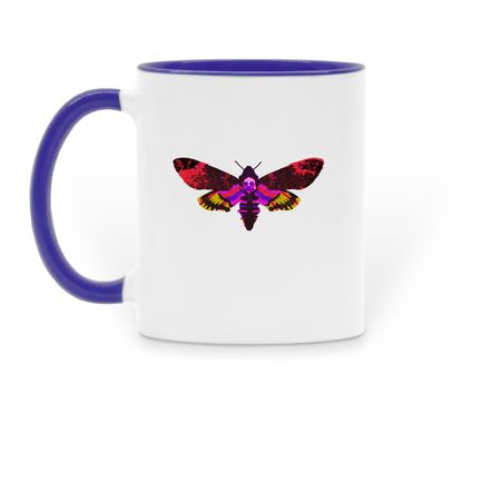 Lesbian death moth, a Dark Blue Two-Tone Ceramic Mug (back-view)