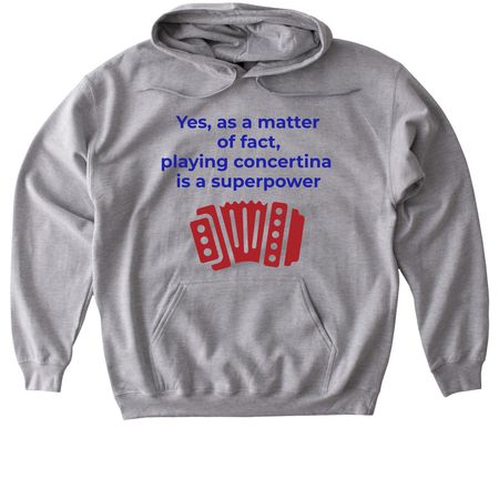 Playing music is a Super Power, a Sport Grey Gildan Softstyle Pullover Hoodie