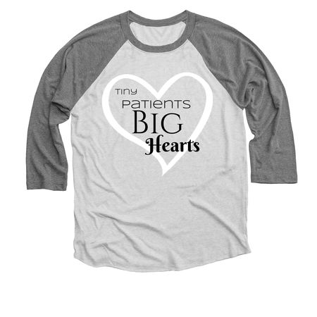 Front Heart, a Premium Heather and Heather White 3/4 Sleeve Baseball Tee