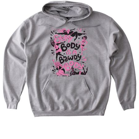 Every Body is a Bawdy Body - Black and Pink, a Sport Grey Gildan Softstyle Pullover Hoodie
