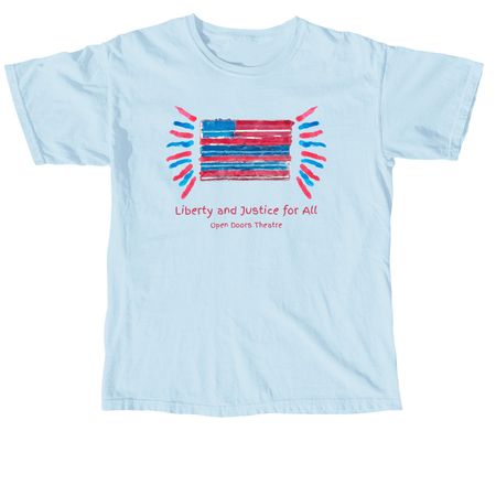 "Liberty and Justice for All" Fireworks Tee, a Chambray Comfort Colors Unisex Tee