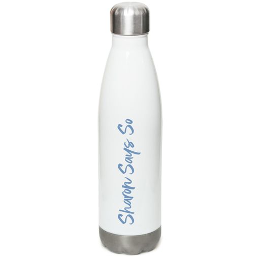 Sharon Says So, Blue Logo White Stainless Steel Water Bottle