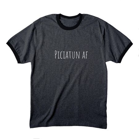 Piciatun af, a Dark Heather Grey/ Jet Black Cotton Ringer Tee