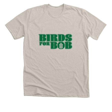 Birds For Bob - Kelly Green Logo, a Heather Dust Premium Unisex Tee