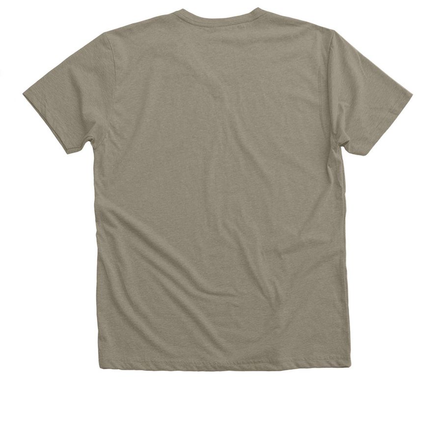 Orange Sunset, a Heather Stone Premium V-Neck Tee (back-view)