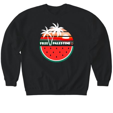 Free Palestine Tops, a Black Softstyle Crewneck Sweatshirt