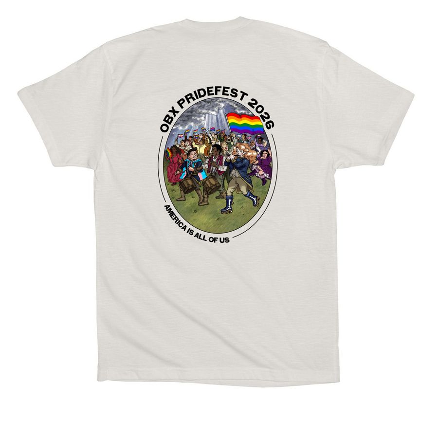 OBX Pridefest 2026, a Vintage White Premium Cotton Tee (back-view)
