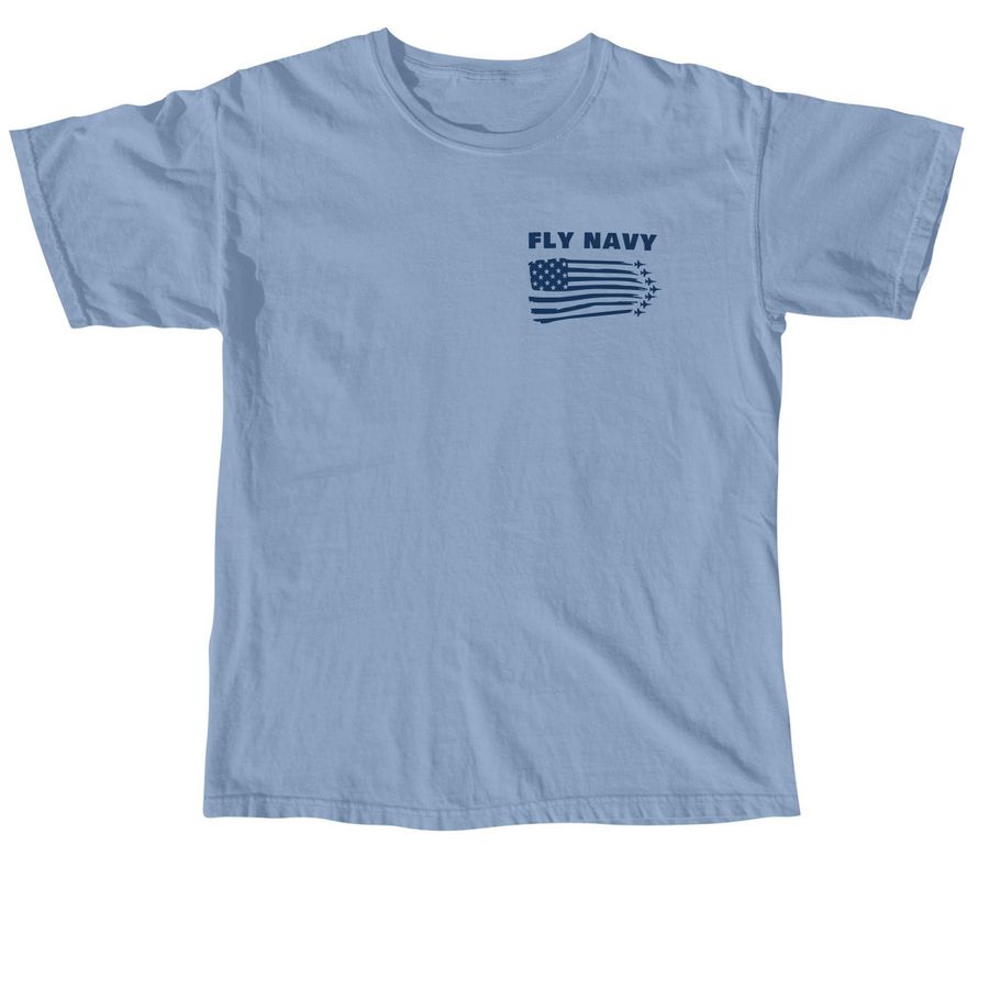 F/A-18 Carrier - Fly Navy Front, a Washed Denim Comfort Colors Unisex Tee