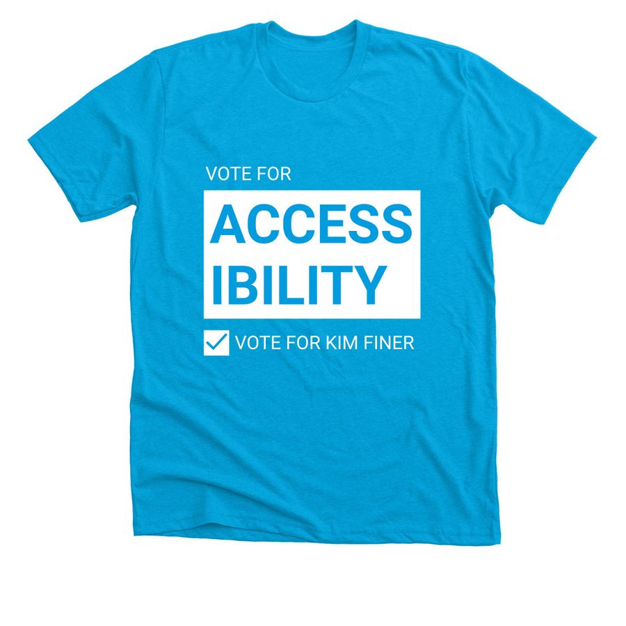 The Accessibility Shirt, a Neon Blue Premium Unisex Tee