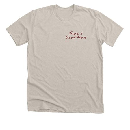 The White/Beige Stamp Collection, a Heather Dust Premium Unisex Tee (back-view)