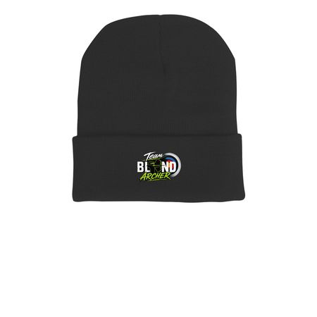 Team Blind Archer, a Black Printed Cuffed Beanie