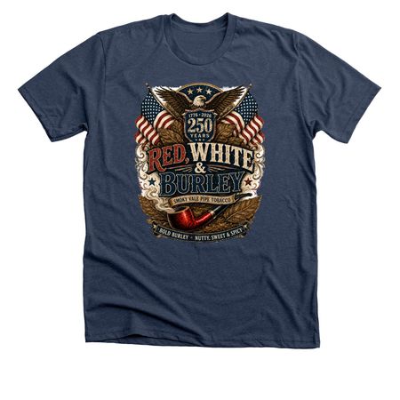Red, White & Burley 250th Anniversary Tee, a Heather Navy Premium Unisex Tee