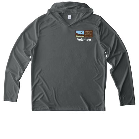 Volunteer - Give a Dam, a Dark Smoke Grey UV Performance Long Sleeve Hoodie