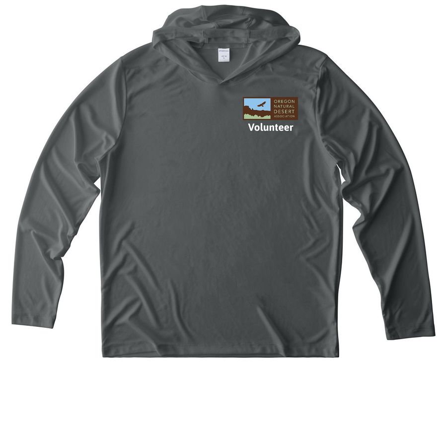 Volunteer - Give a Dam, a Dark Smoke Grey UV Performance Long Sleeve Hoodie