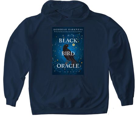 The Black Bird Oracle Book Cover Series, a Navy Gildan Softstyle Pullover Hoodie