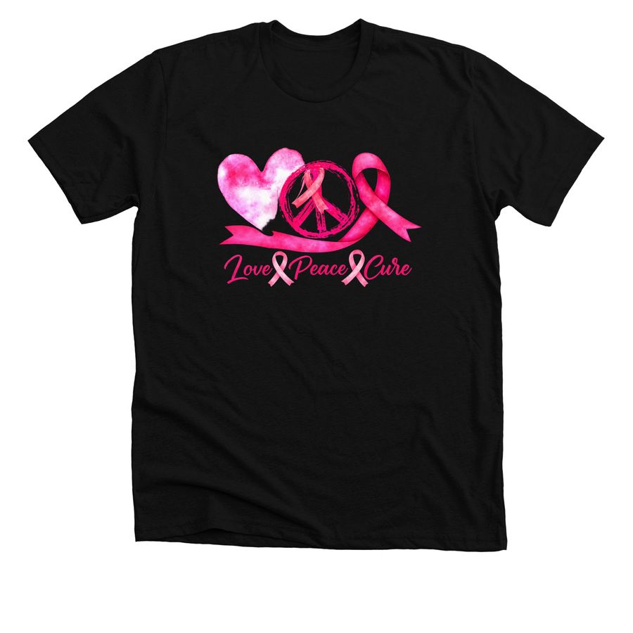 Peace Love Cure Breast Cancer Awareness Shirt, a Solid Black Blend Premium Unisex Tee