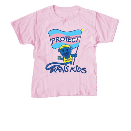 Protect Trans Kids, a Light Pink Youth Unisex Tee