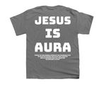 Jesus is Aura, a Charcoal Youth Unisex Tee (back-view)