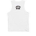 Mentally on the Mountain, a White Premium Cotton Tank (back-view)