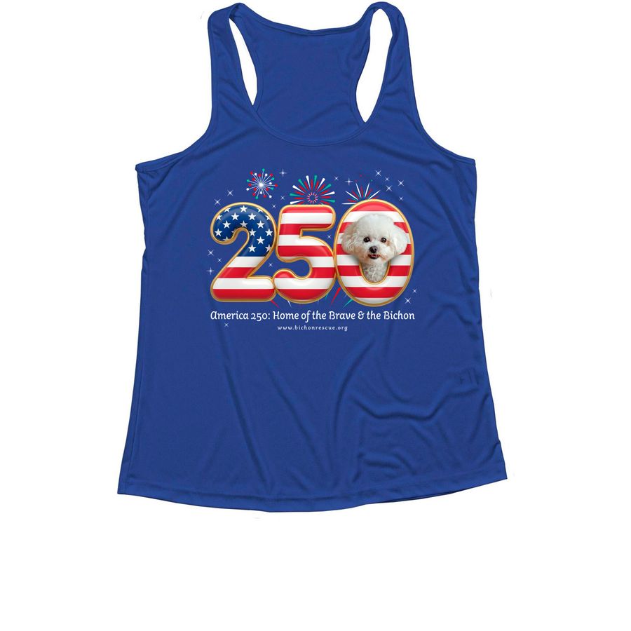 America 250: Home of the Brave & the Bichon, a True Royal Women's Performance Tank