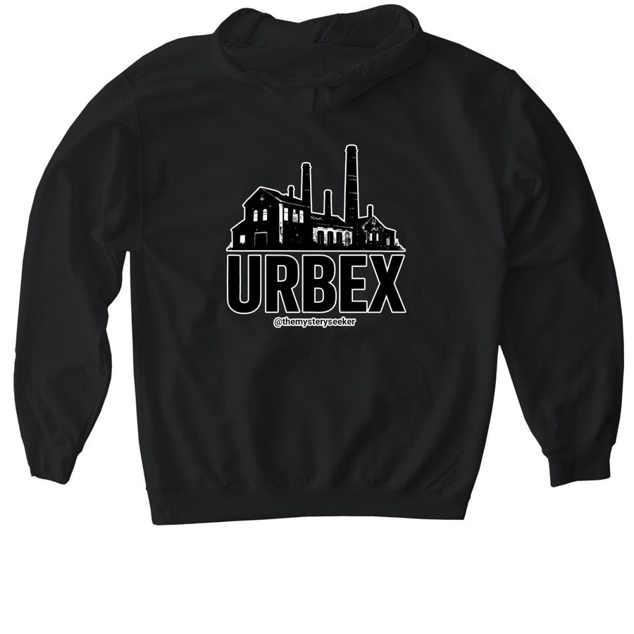 The Seeker Hoodie, a Black Gildan Softstyle Pullover Hoodie (back-view)