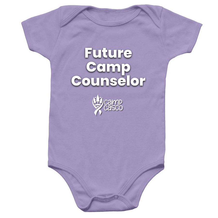 Future Camp Counselor Onesies, a Lavender Infant Onesie