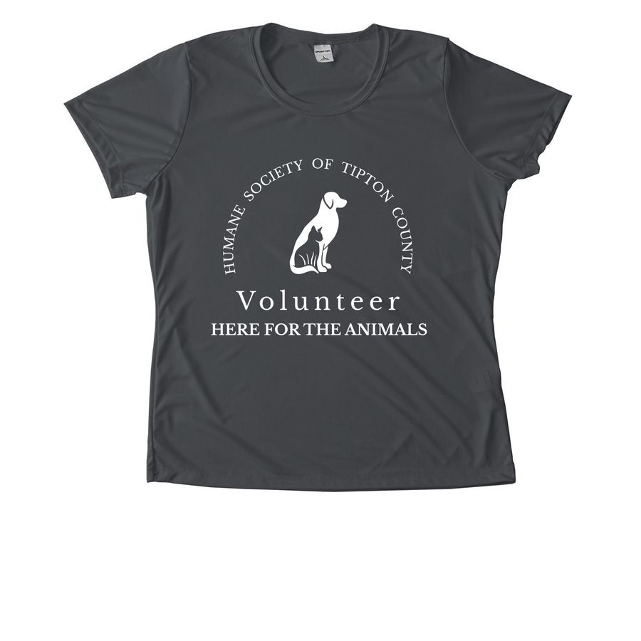 HSTC Volunteers- Here for the Animals-Women's, a Iron Grey Women's Performance Tee