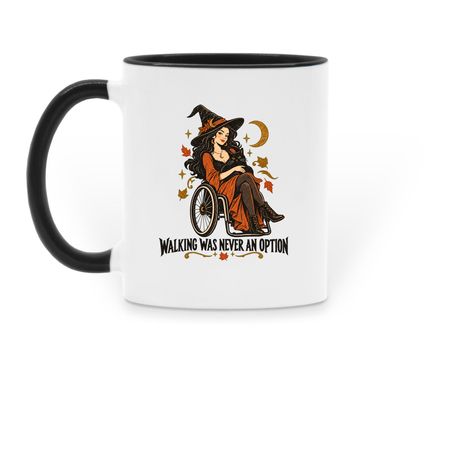 Walking Was Never an Option, a Black Two-Tone Ceramic Mug (back-view)
