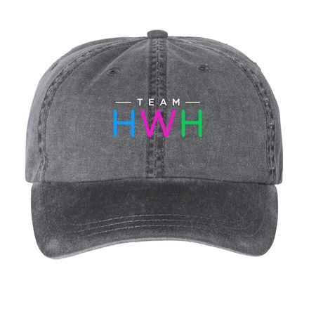 Support TeamHWH, a Black Printed Pigment Dye Baseball Cap