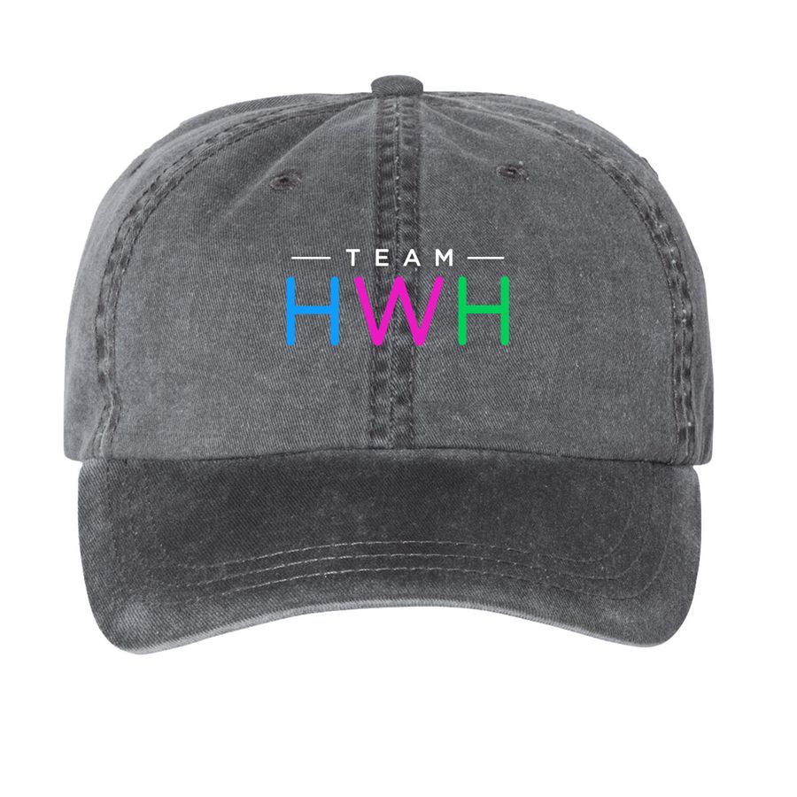 Support TeamHWH, a Black Printed Pigment Dye Baseball Cap