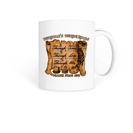 Heughligans 13th Anniversary Mugs, a White Coffee Mug
