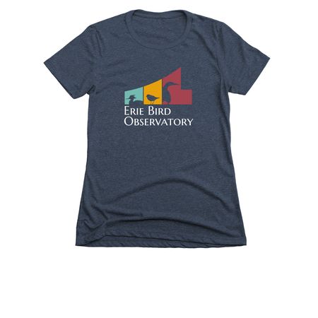 EBO Logo Shirts (white text), a Midnight Navy Women's Slim Fit Tee