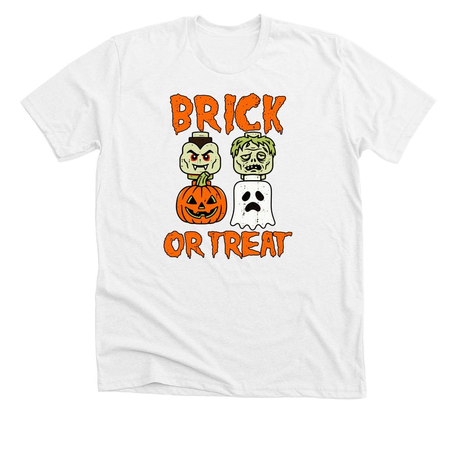 2026 Halloween Brick Or Treat T-Shirt, a Solid White Blend Premium Unisex Tee