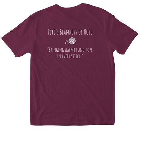 The Crocheter Tarot Card., a Maroon Softstyle Cotton Tee (back-view)